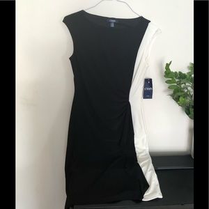 Chaps office dress black white